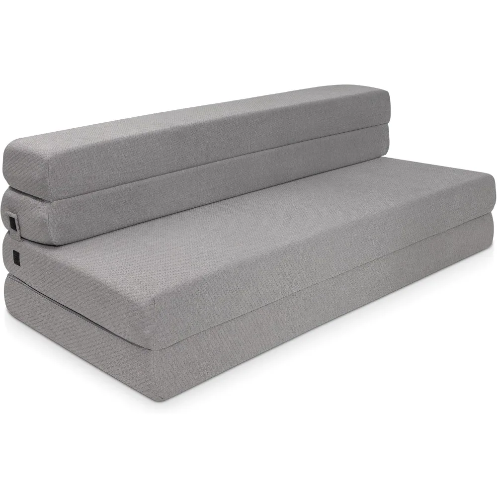 Colchón triple y sofá cama para salón, dormir, acampar | Sofá plegable para viajar: tamaño Queen corto plegable M