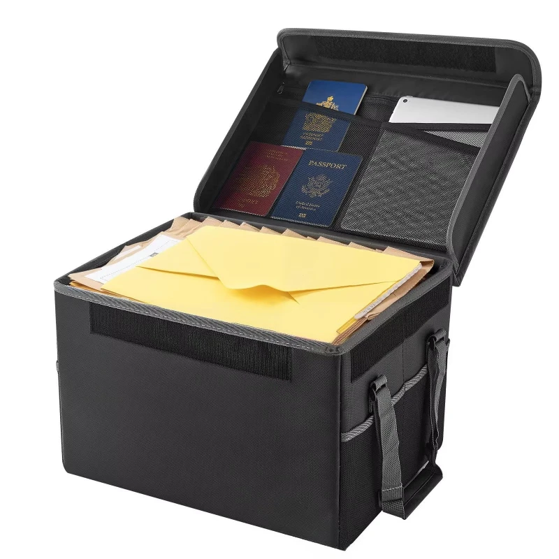 Portable household fireproof file box, waterproof and fireproof foldable