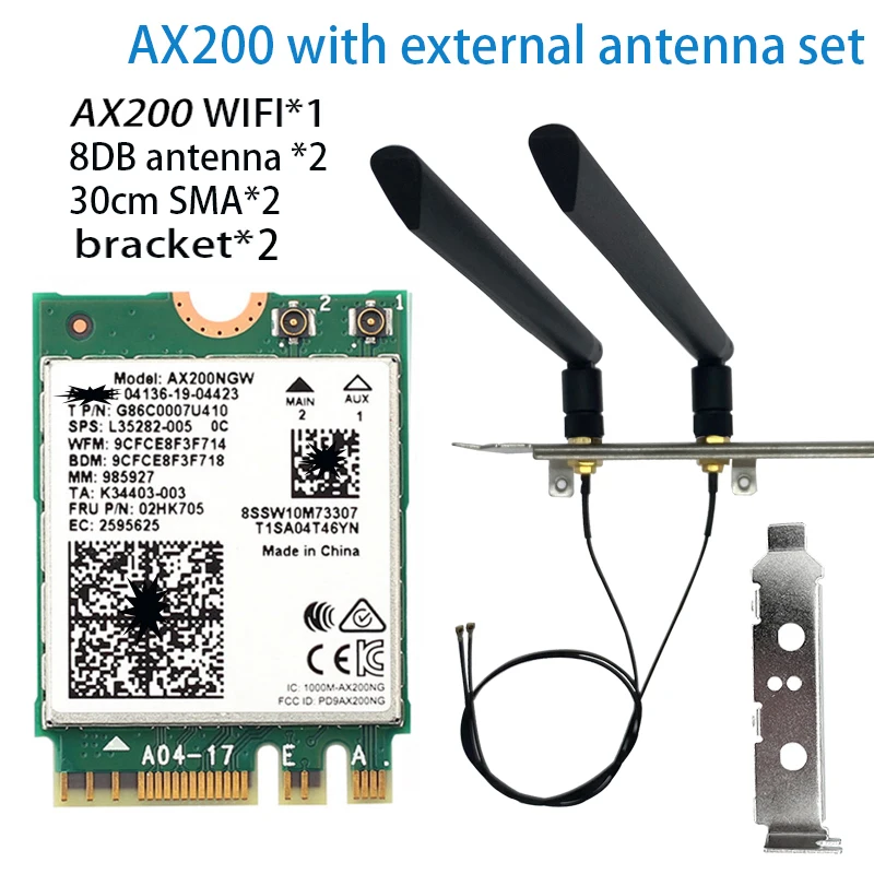 Dual band 2.4Gbps Intel Wi-Fi 6E AX200 AX200NGW 802.11ax/ac MU-MIMO 2x2 Wifi modülü NGFF M.2 Bluetooth 5.1 ağ kartı
