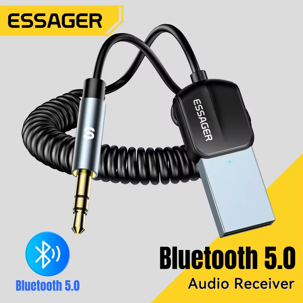 Essager USB Bluetooth Aux adaptador Dongle USB a conector de 3,5mm Audio inalámbrico manos libres Kit para receptor estéreo de coche transmisor USB