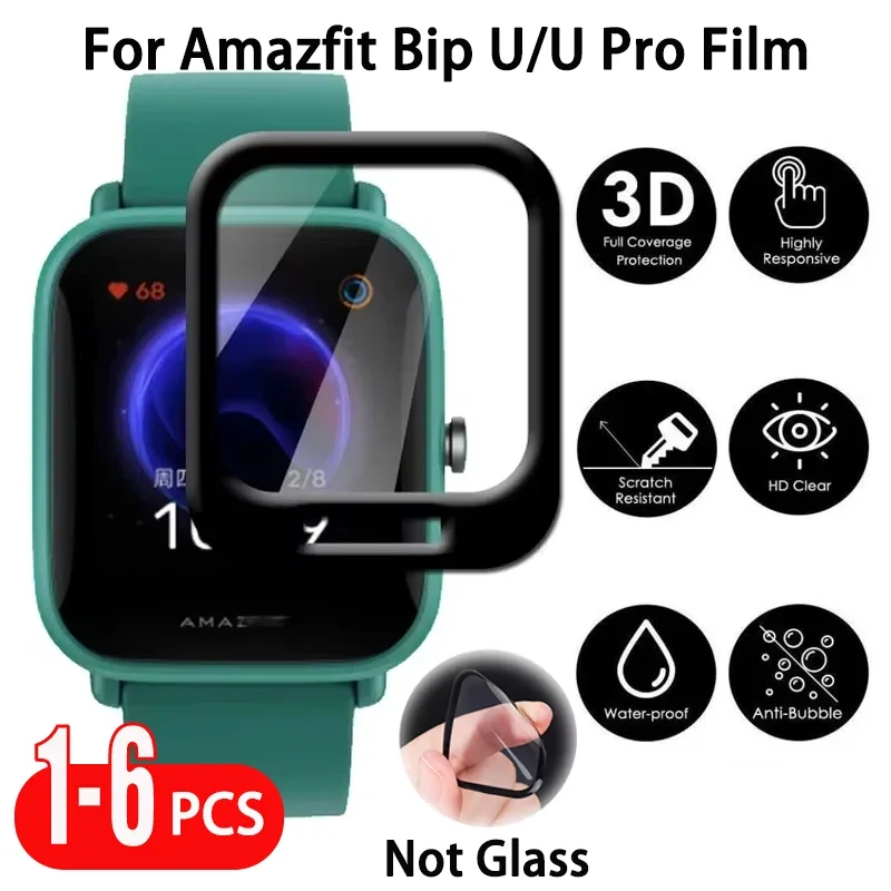 

1-6 PCS Screen Protector Film For Amazfit Bip U UPro 3D Curved Soft Edge Protective Films For Amazfit Bip U Pro SmartWatch Cover