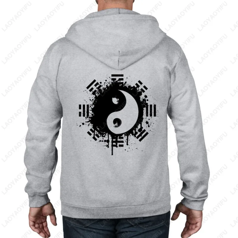 

Толстовка с графическим принтом Yin & Yang Eight Diagrams для мужчин и женщин, универсальная толстовка с капюшоном, винтажная классическая модная уличная одежда, хипстерский пуловер
