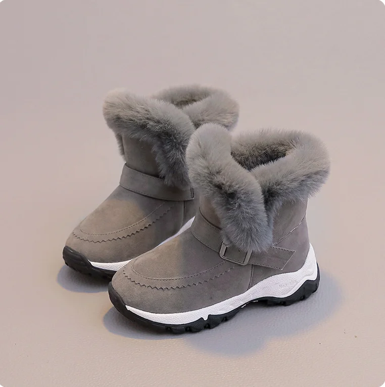 Faux Fur Winter Boots For Girls Waterproof Windproof Teenager Girl's Snow Boots Thick Warm Cotton Shoes Warm Plush Boots