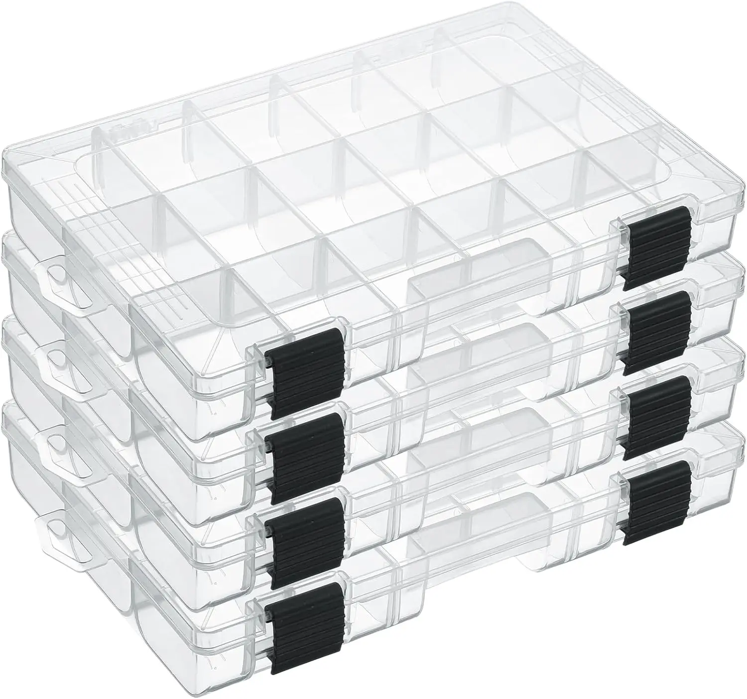 

Набор из 4-х ящиков для рыболовных снастей 3600 Tackle Trays с съемными разделителями, пластиковый органайзер для хранения, 18 отсеков
