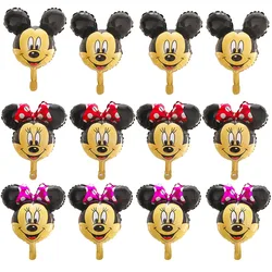 10pcs 디즈니 미니 미키 미니 마우스 머리 호일 풍선 생일 파티 장식 베이비 샤워 어린이 장난감 에어 글로브 선물 공급