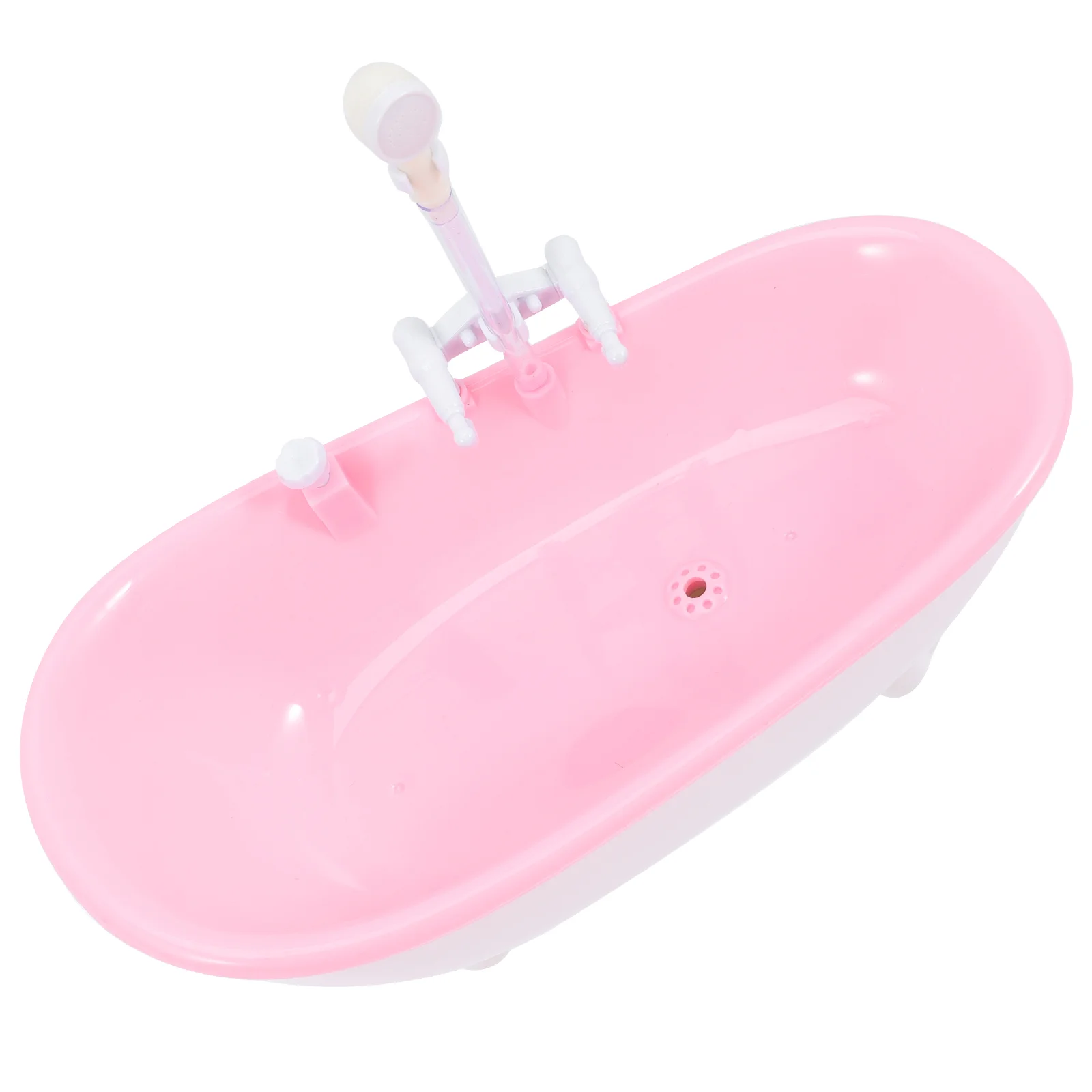 Bathtub with Sprayer Toys Babies Dolls Miniature Furniture Water Pink Plastic Baby