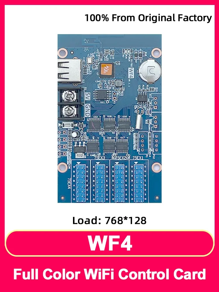 

Huidu HD-WF4 Full Color RGB HUB75 Controller LED Display Screen Pixel Animation LED Digital Signage WiFi USB Port Control Card