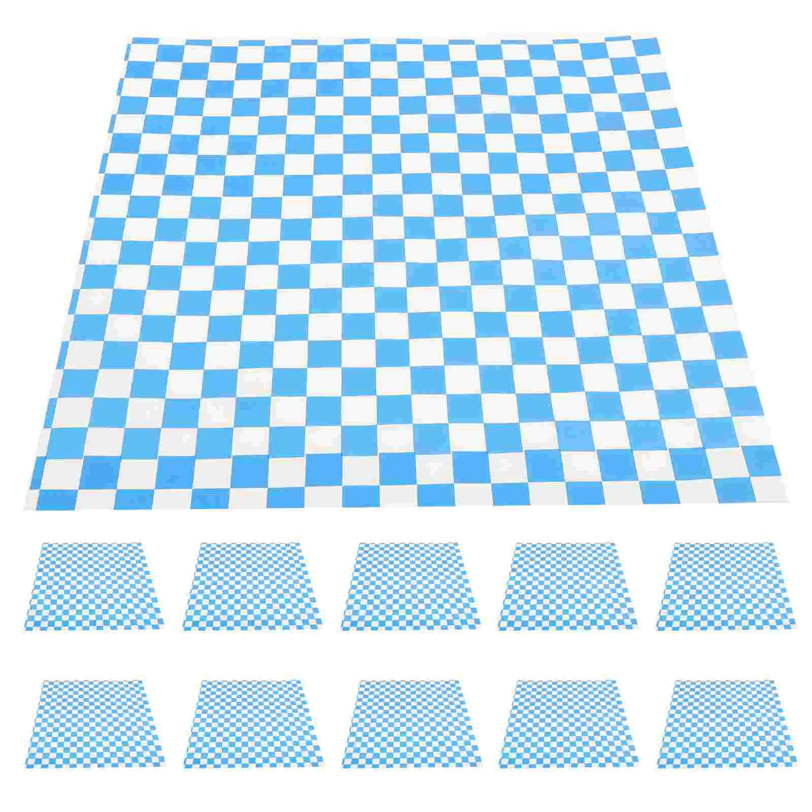 

50 Sheets Wax Paper Checkerboard Wrapping Rice Ball Bento Baking Bread Mat Grease-proof Sandwich Compact Blue