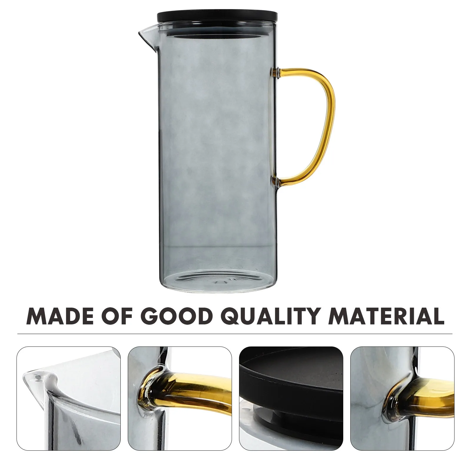 

1Pcs Glass Water Carafe Cold Water Kettle Juice Bottle with Handle Large Volume Leak Proof Spout Strong Build Great for Kitchen