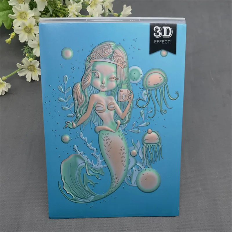 Mermaid 3D Country floral 3D Embossing Folder Embossed Forder for Birthday Spring Get well soon Card making Scrabooking Deco