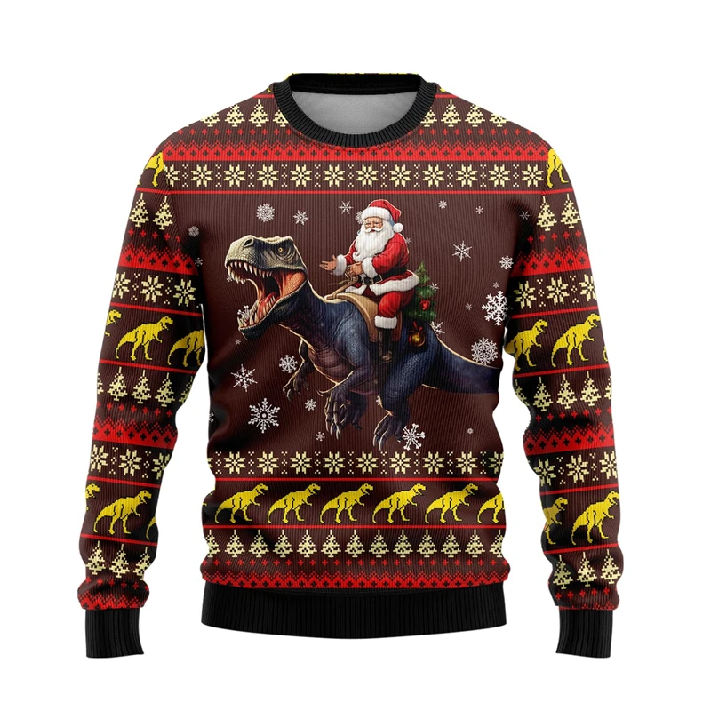 

New In Funny Dinosaur Ugly Christmas Sweater Fashion Holiday Xmas 3D Printed Sweatshirt For Men Trend Streetwear Pullovers Tops