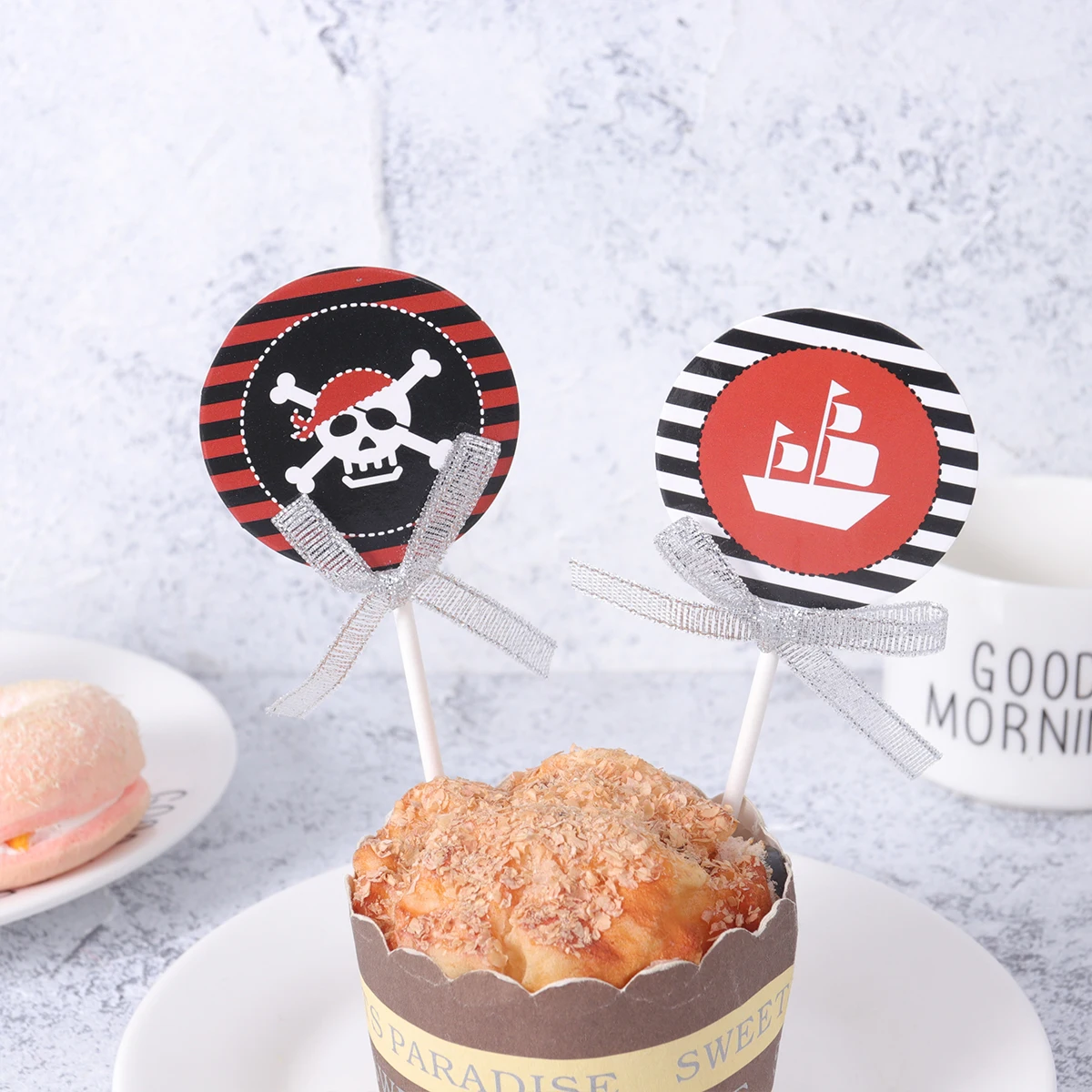 

20 Pcs Creative Pirate Theme Cake Toppers Decoration Ship Dessert Intereiting Cupcake Adornment