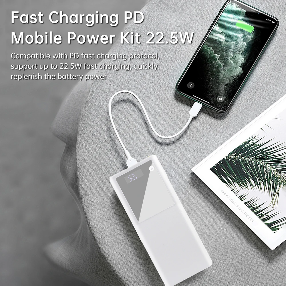Detachable Power Bank Case Kit 26650 Battery Box Fast Charging PD Mobile Power Supply 22.5W Welding Free 6-Section