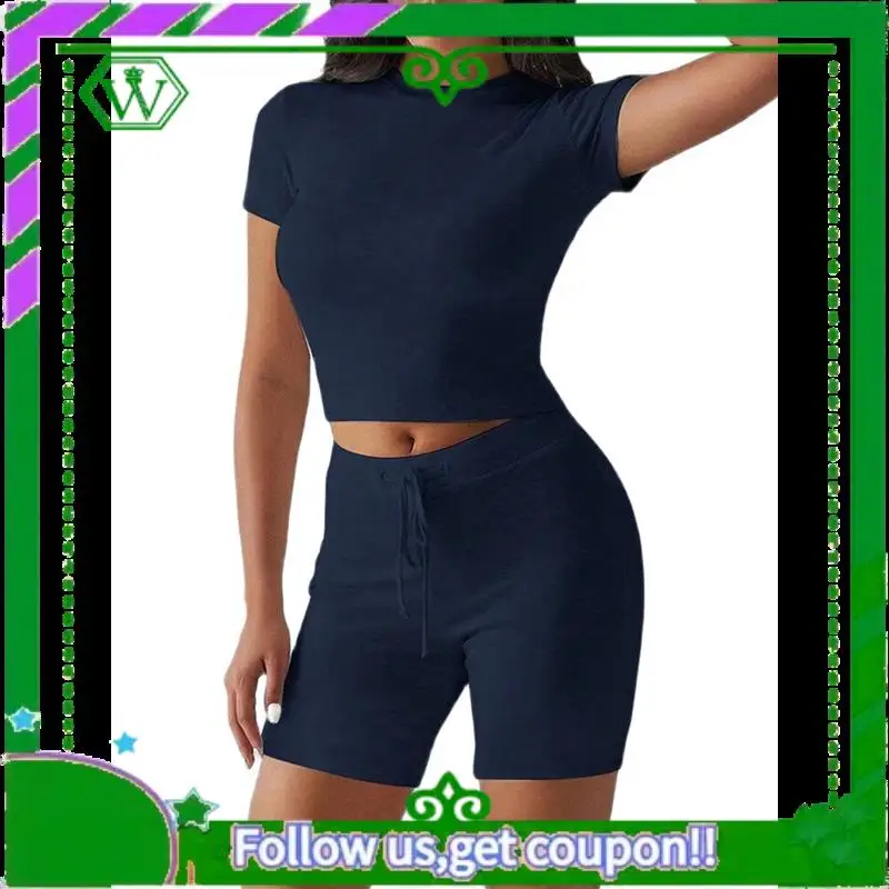 A18P-レディース サマー ツーピース セットアップ スキニーショーツ セットアップ