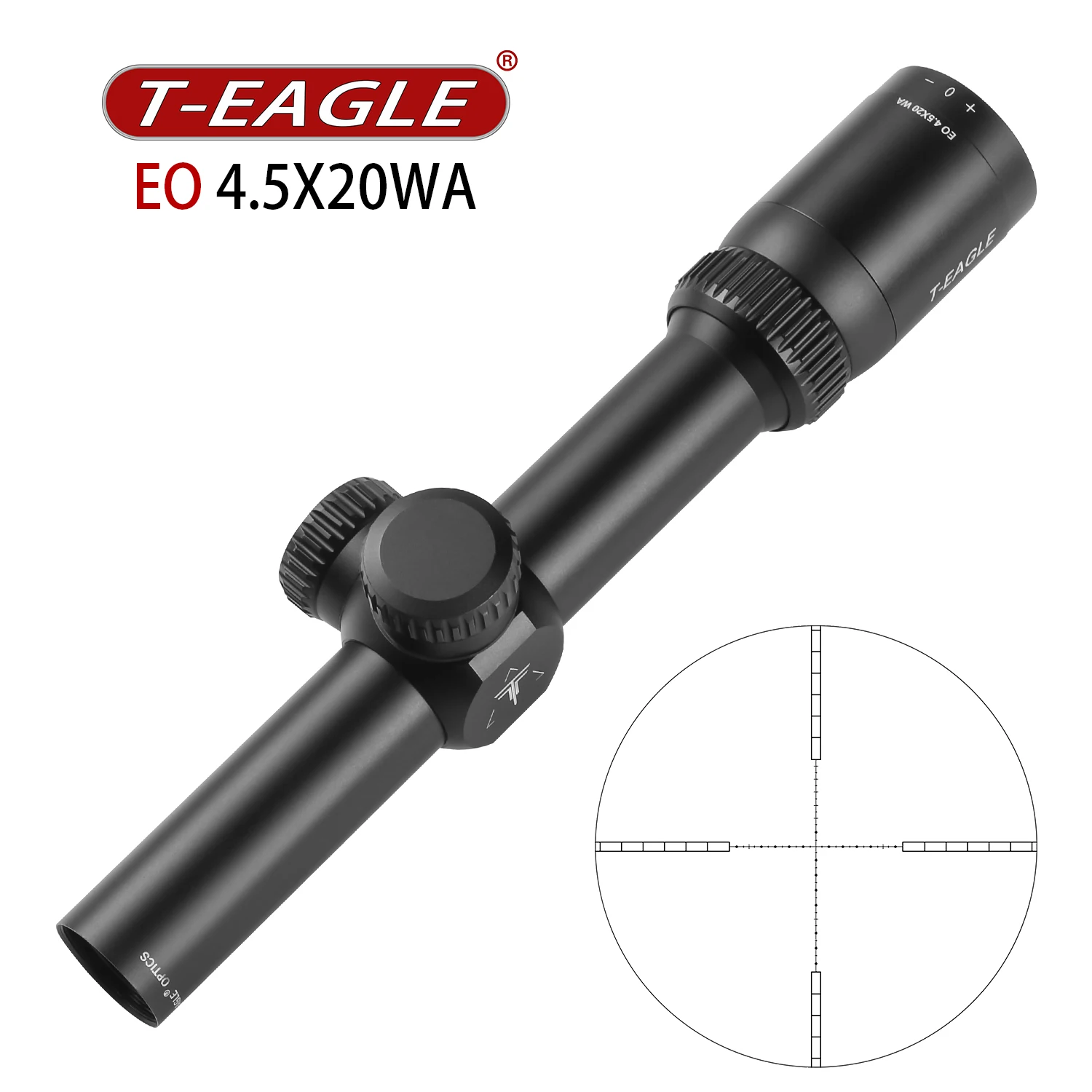 T-EAGLE EO4.5X20WA ยุทธวิธี Riflescope Spotting ขอบเขตปืนไรเฟิลการล่าสัตว์ Optical Collimator ปืนสายตาสีแดงสีเขียวสีฟ้าความสว่าง