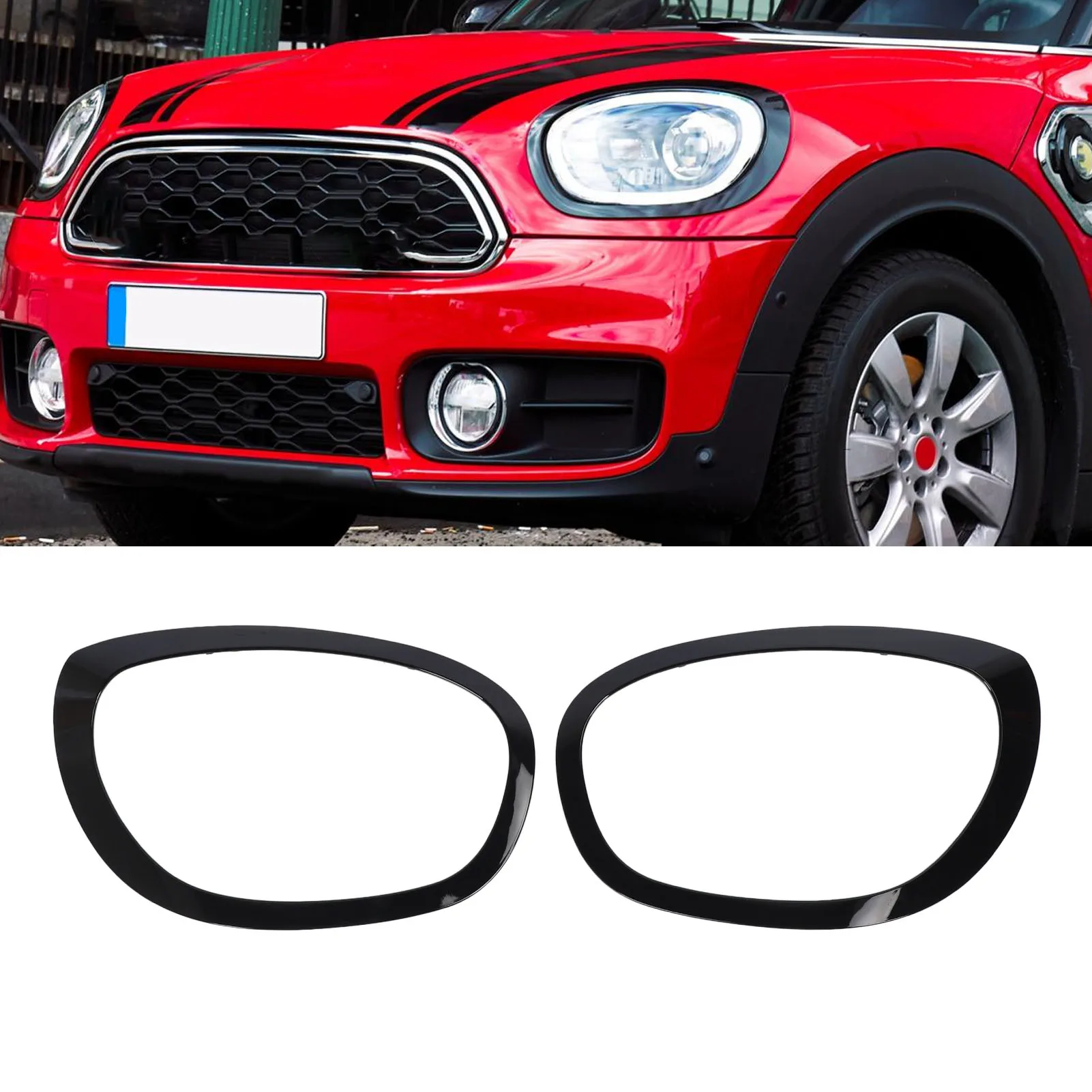 

Pair of Headlight Trim Ring 51138739351 Black Headlight Trim Ring Bezel Replacement for Cooper F60 Countryman 2017 to 2021