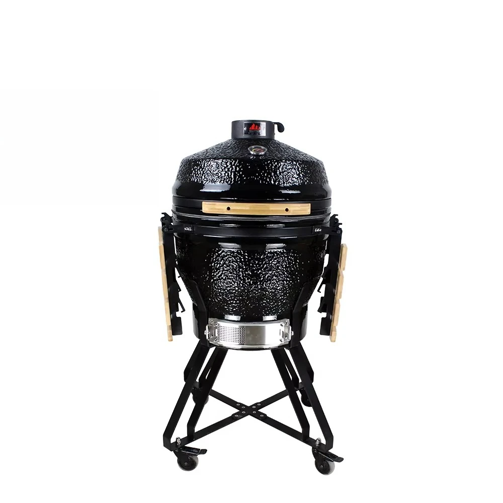 22inch  Stone Texture Luxury Kamado Grill Use in Outdoor Picnic with Bamboo Side Table