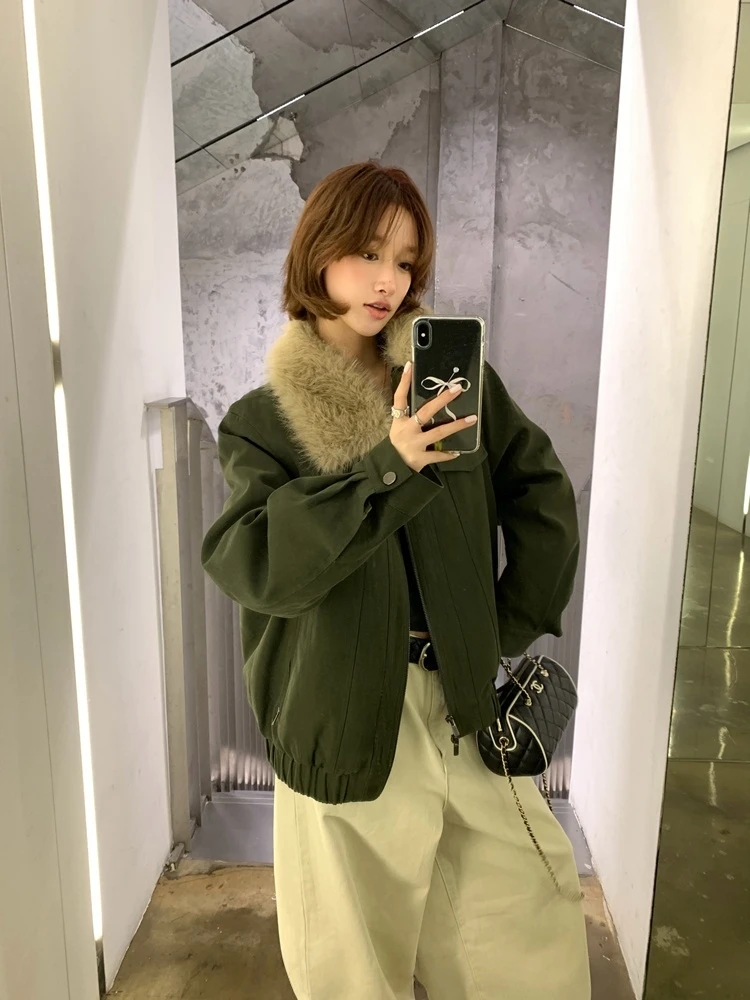 

Съемная женская повседневная парка в стиле милитари с воротником-молнией, длинный све, прямой...