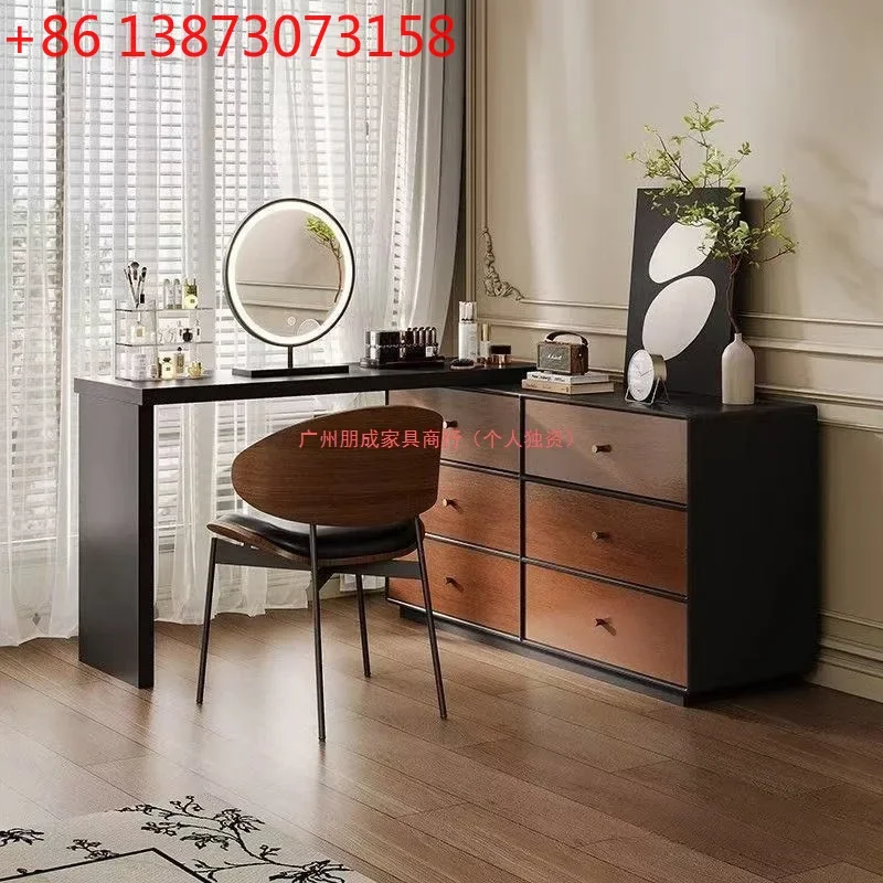 All solid wood Italian-style antique dresser chest integrated bedroom walnut pattern makeup
