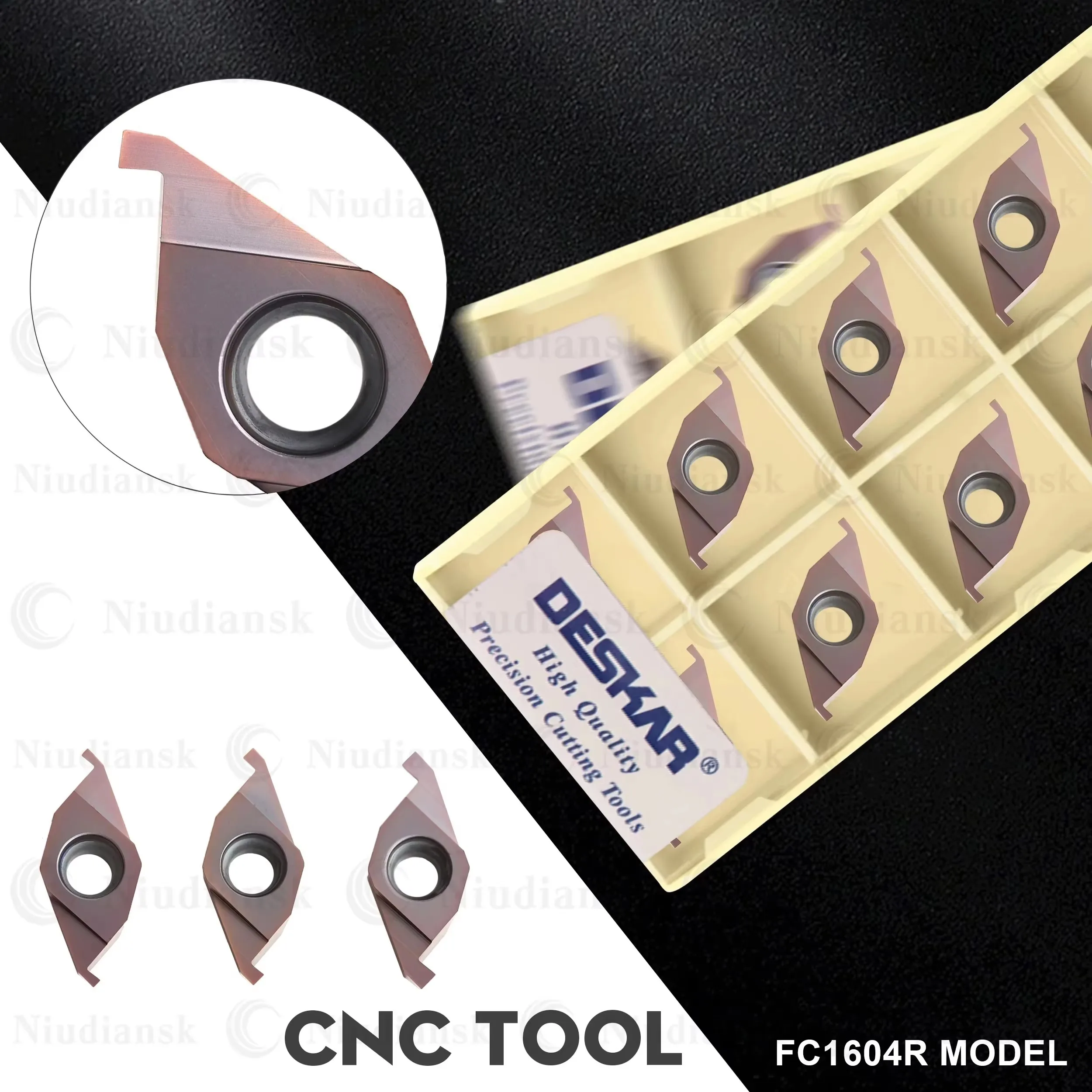 DESKAR Numerical Control Lathe Slotting Tools FC1604R100-1.0/150-1.5/200-2.0/250-2.5 LF6018 For Stainless Steel Grooving Blades