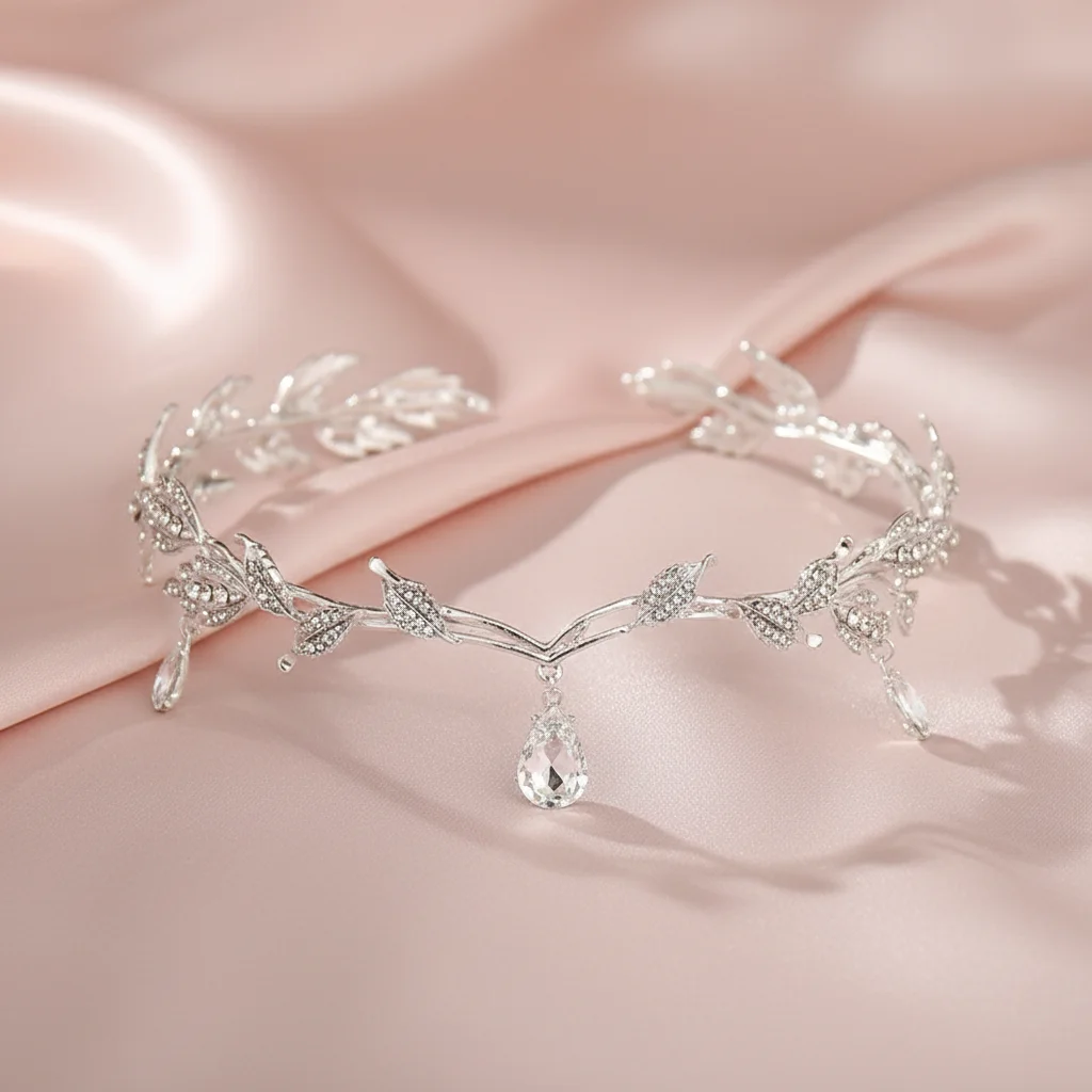 Sparkling Bridal Tiara Forehead Dangle Headband for Wedding Party Stage Performance Crystal Princess Crown Jewelry Elegant