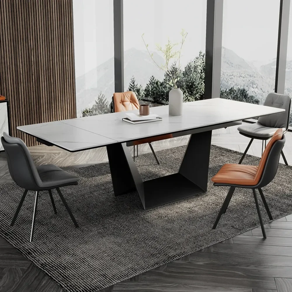 Rectangular Retractable Marble Dining Table Apartment Modern Minimalist Design Nordic Table Sets Tavolo Pranzo home Furniture