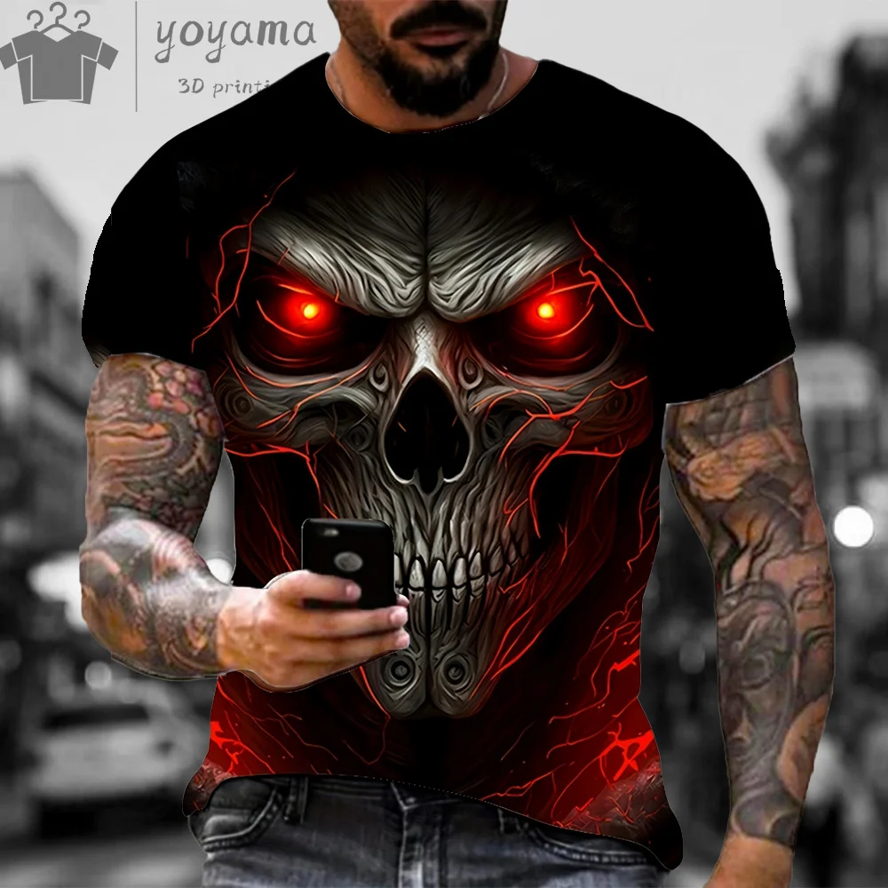 Skull Print Clothes Men Funny T-Shirt 3D Print Men\'s Summer Clothes Men T Shirts High Quality Short Sleeve Tee Skull Graphic Top