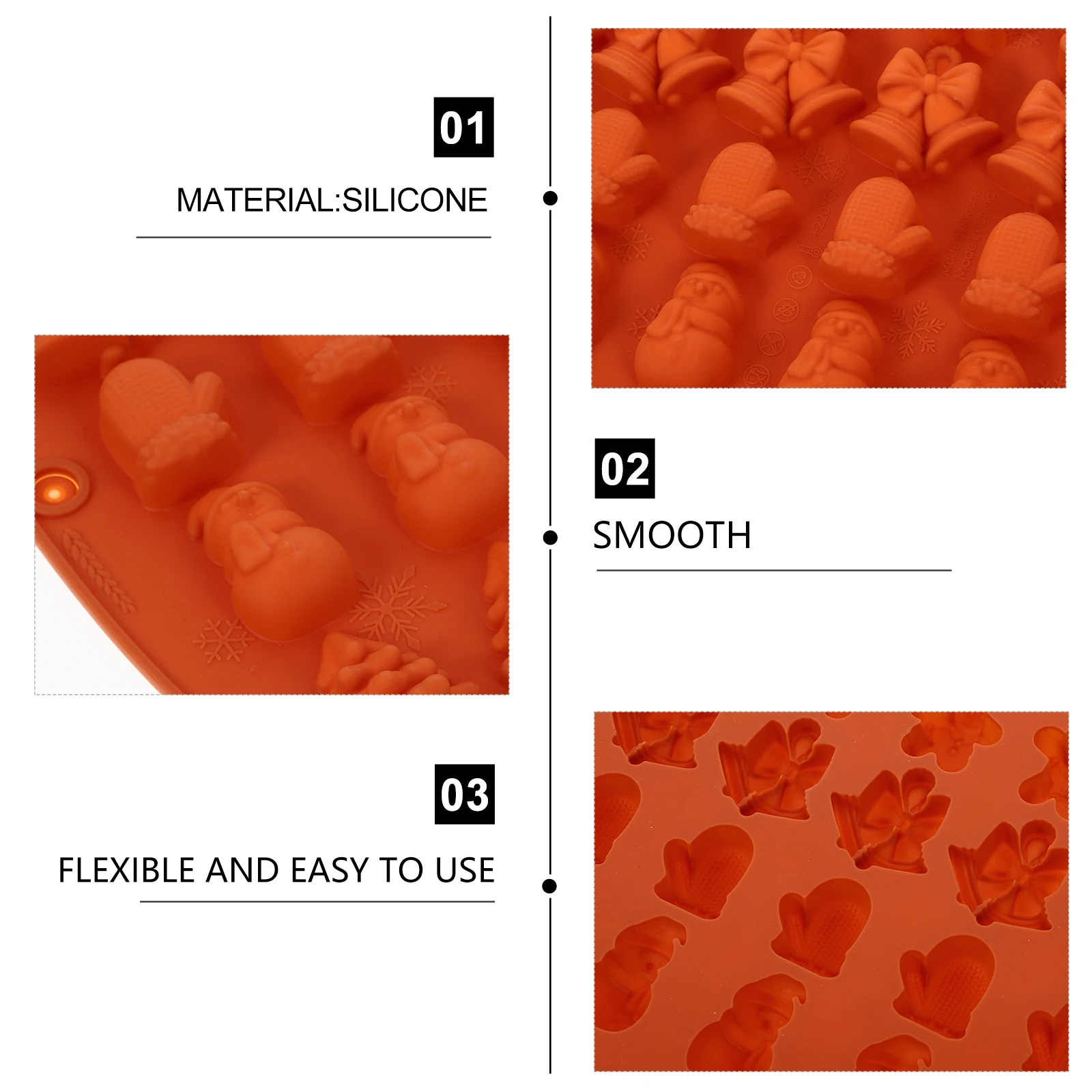 

2 Pcs Christmas Candy Mold Baking Chocolate Silicone Molds Fondant Dessert nament Flexible For Jelly Cake