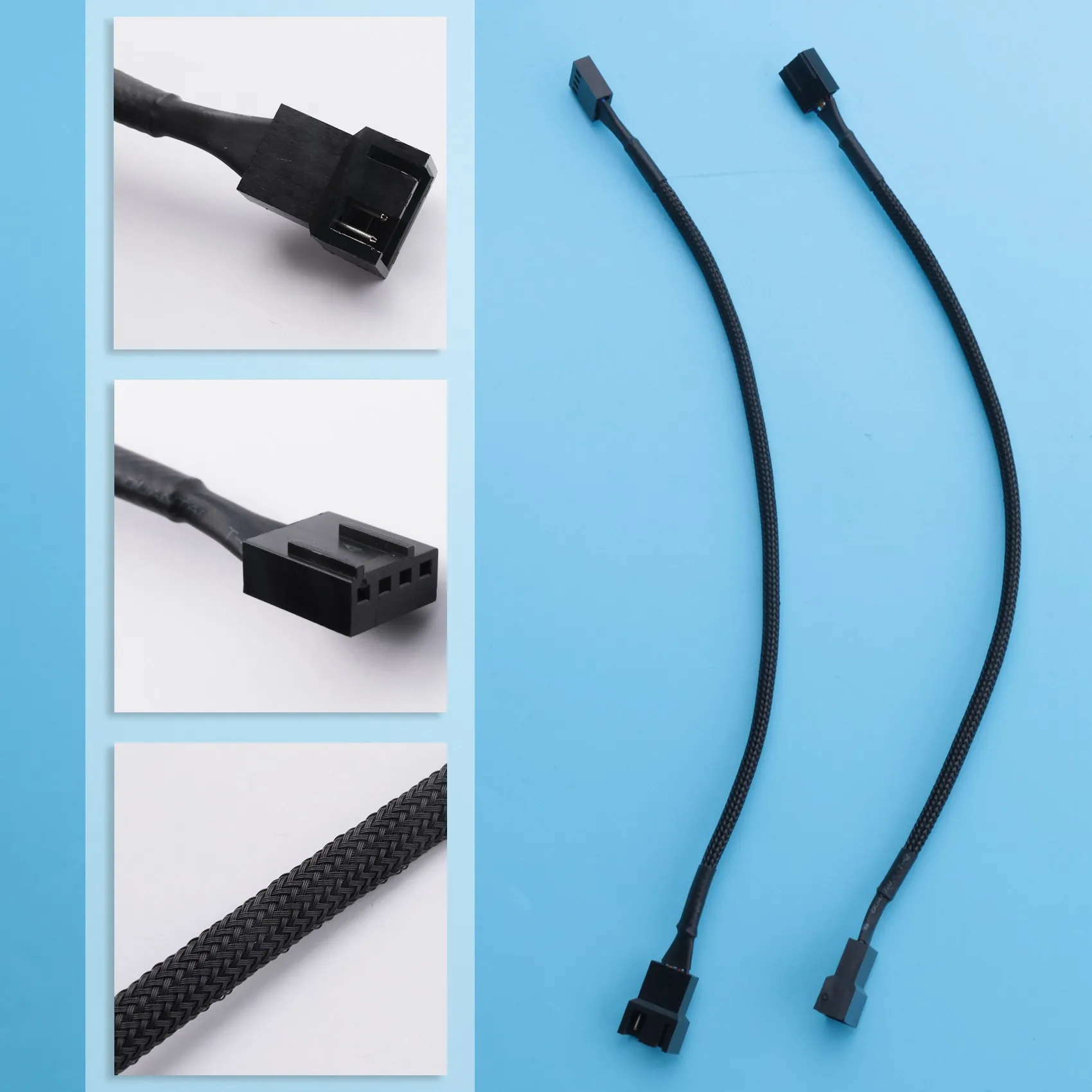 10PCS 4 Pin PWM Fan Extension Power Cable Connector Case Male To Female Extending Cables Compatible With 4 Pin/3 Pin Fan