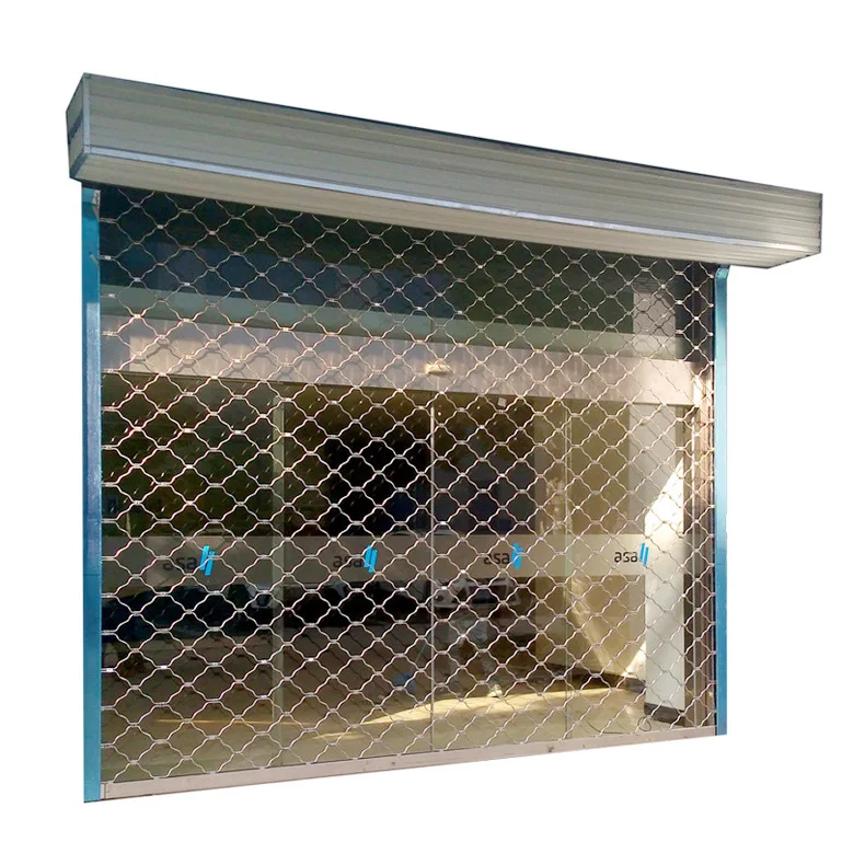 Shop store anti-theft electric rolling gate, bank stainless steel mesh rolling shutter door storefront fishing net rolling gate