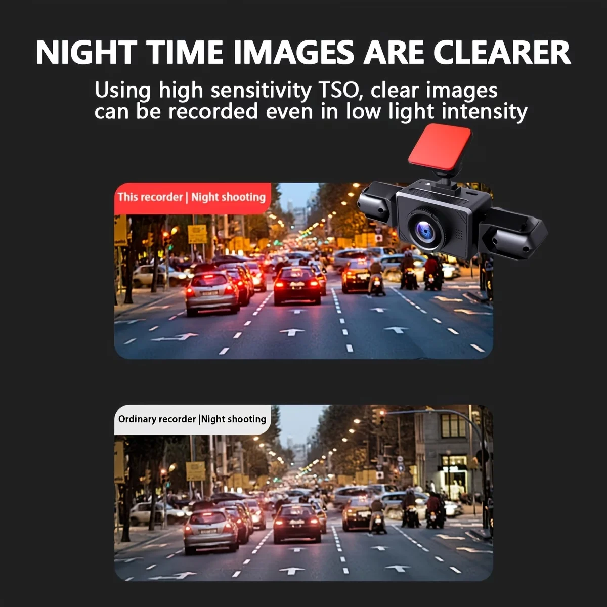 2026 Model 3-Channel Dash Cam with F/2.0 Aperture Night Vision G-Sensor 24-Hour Parking Monitoring Loop Recording Plug-and-Play