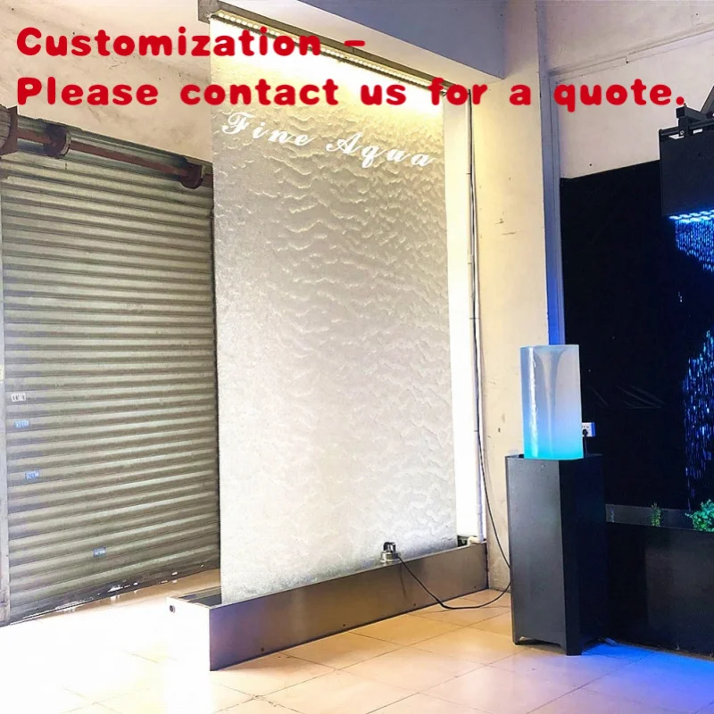 

custom.Indoor Decorative Waterfalls Wall Decoration Glass Waterfall Indoor Steel Mesh Curtain Wall