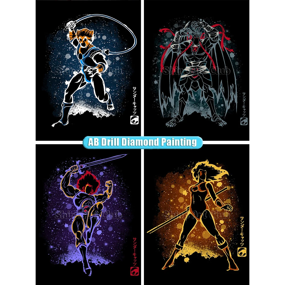 Neuheit Diamant Malerei Mecha Löwe Krieger Cheetara Tiger Mumie ab Bohrer 5d DIY Kunst Anime Mosaik Wanda uf kleber Erwachsenen Wohnkultur