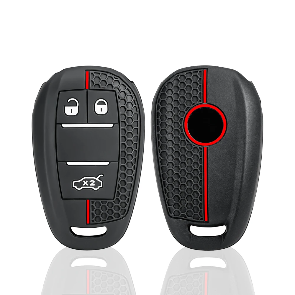 3 Button Silicone Car Remote Fob Shell Key Case Cover for Alfa Romeo Stelvio Giulia 2017 2018 Skin Key Protector Accessories