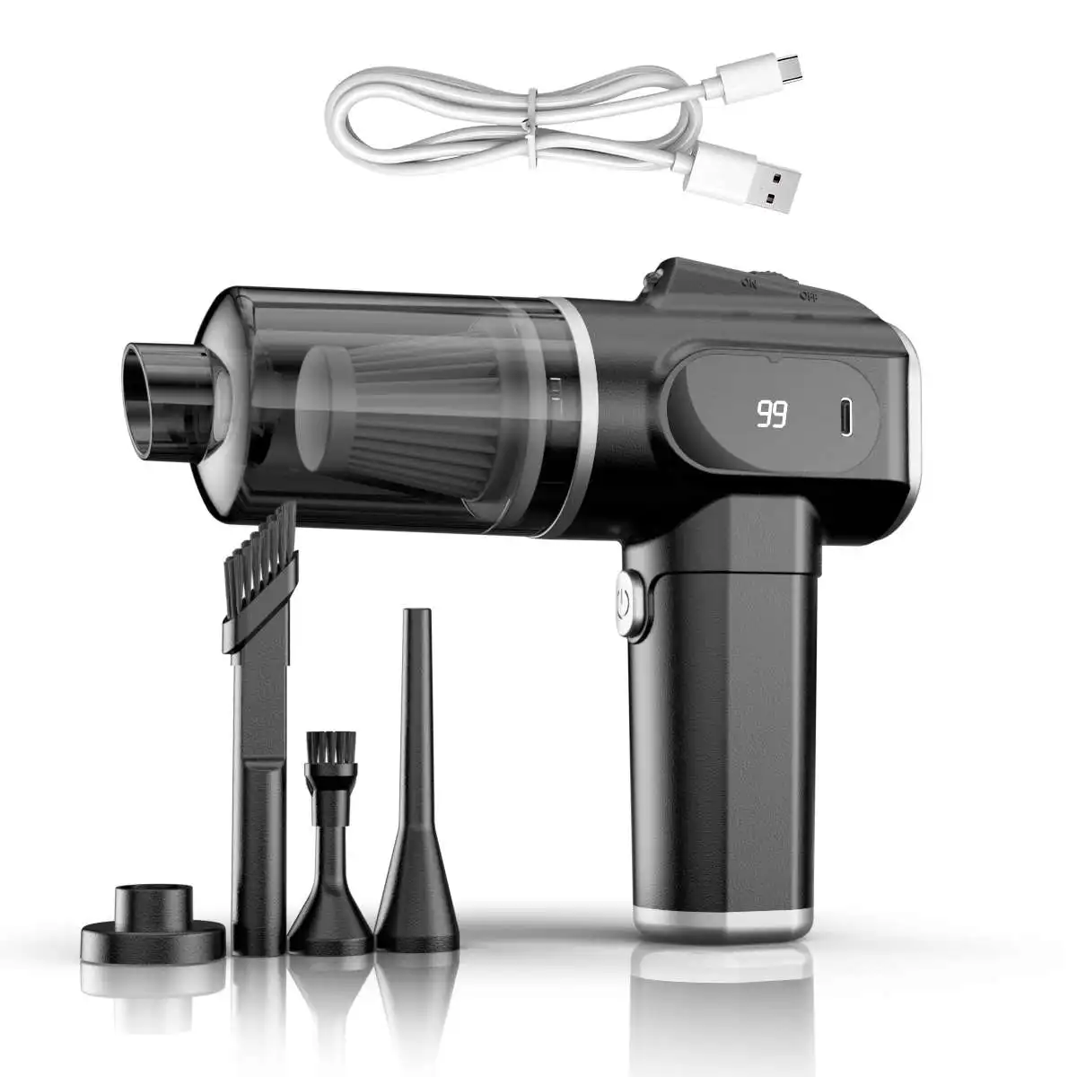 Portable Mini Foldable Car Vacuum Cleaner High-Power 5500Pa Cordless Rechargeable 4-in-1 Functions Suction Inflate Extraction