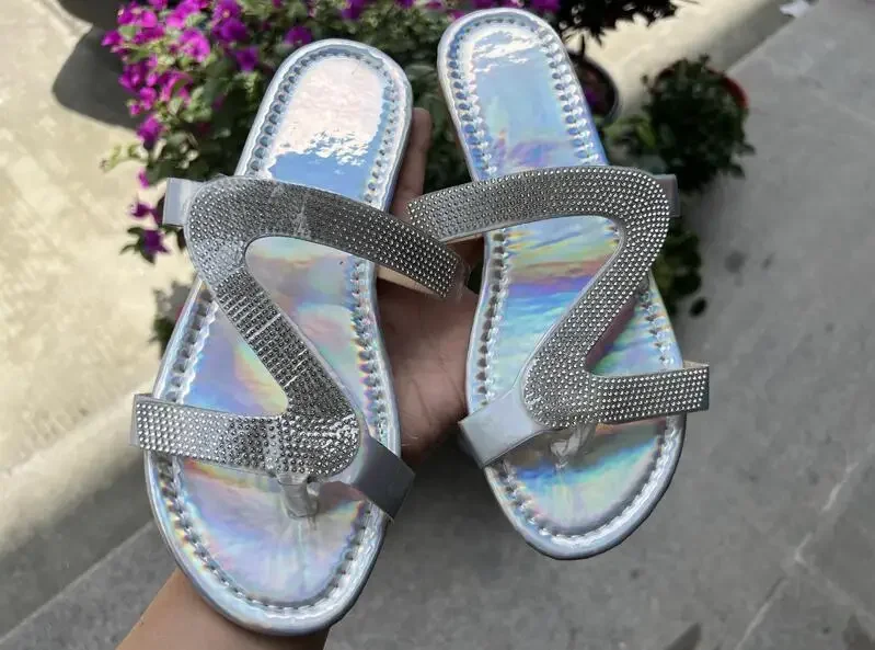 Women Summer Flat Bling Slippers Transparent Soft Jelly Shoes Female Flip Flops Sandals Outdoor Beach Ladies Slides Plus Size