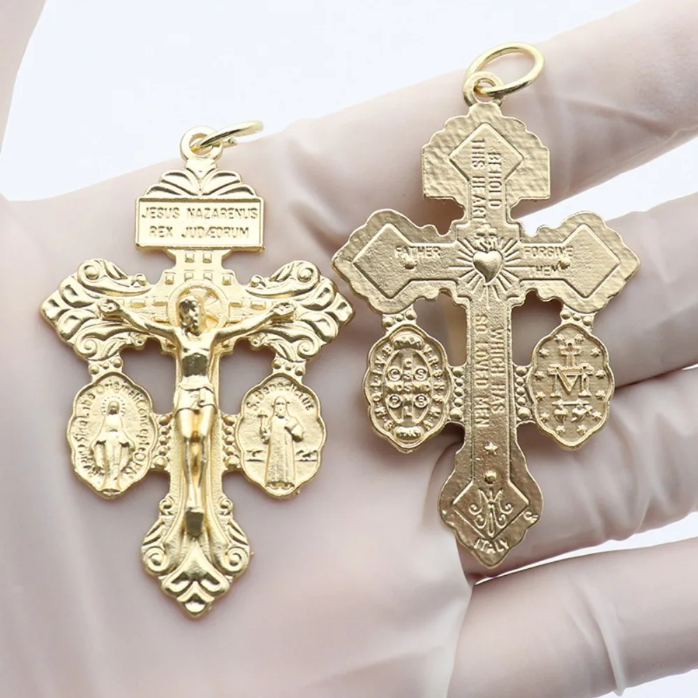 6 Pcs Alloy Catholic Crucifix for Rosary Making Bulk with Medal Design Pardon Crucifix Rosary Parts for Rosaries Catholic