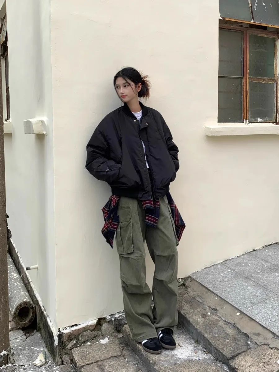 

Bomber Jackets Womens Jacket Navy Winter Camouflage Armygreen Protective Panelled Cargo Style Versatile Urban Leisure Tactical