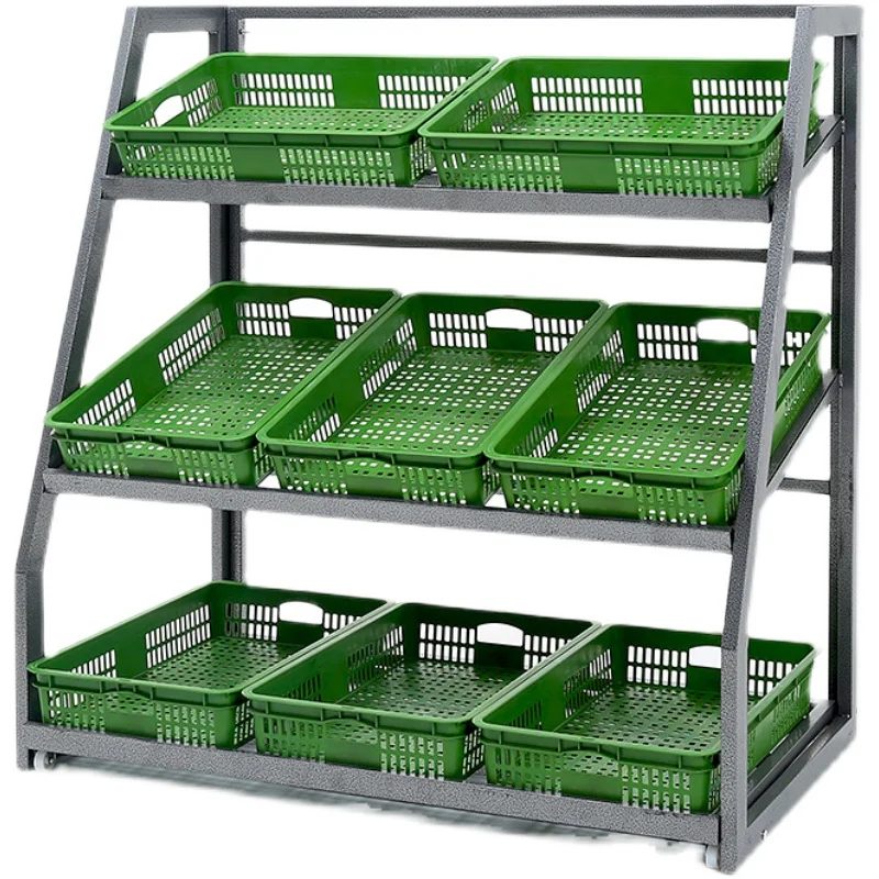 Fruit shelf display rack Supermarket convenience store fruit and vegetable rack stepped three-layer vegetable rack Baiguoyuan fr