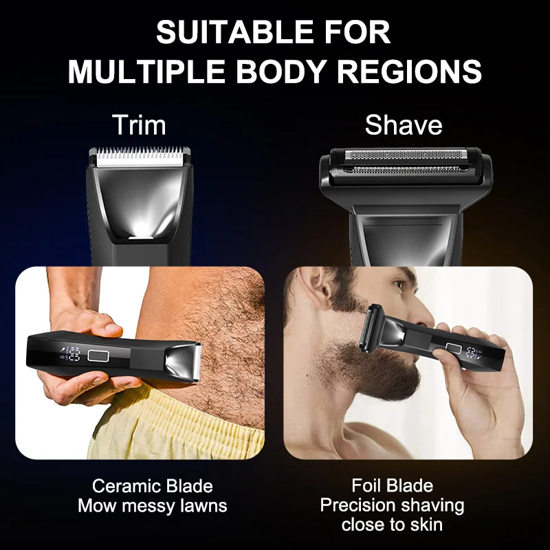 IPX6 wasserdichter 2-in-1-Traum-/Körperschneider – SkinSafe-Doppelkopf-Folienklingen, kabelloser Nass- und Trocken-Trimmer mit USB-C-Schnellladung – Detail 4