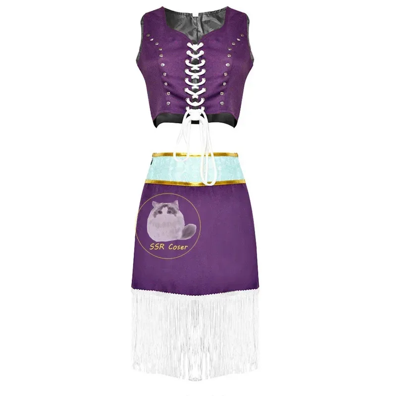 Uniforme de vestido morado de anime de Nicole Robin con cuello largo de piel, capa blanca y traje de sombrero, adecuado para Halloween y Navidad