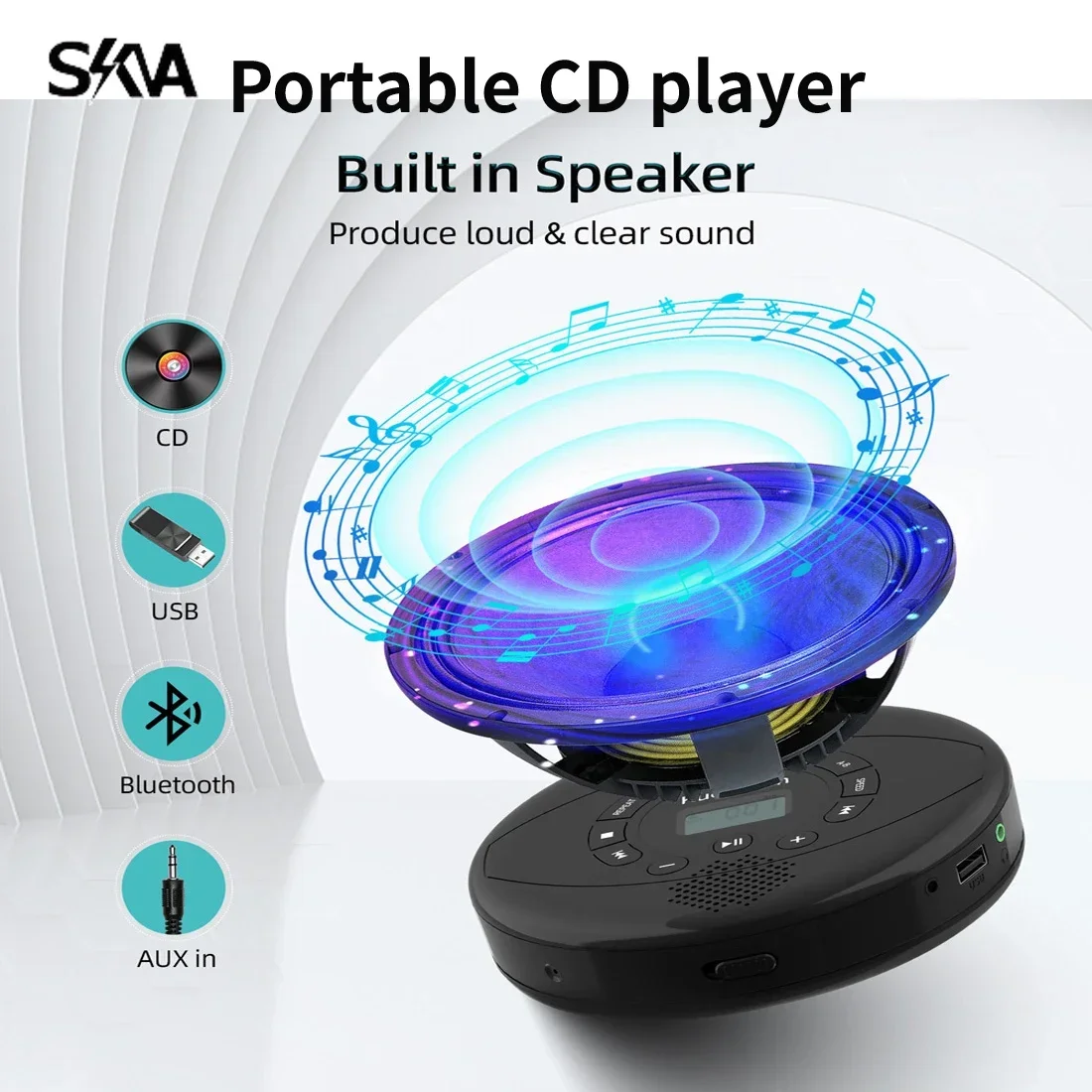 

Bluetooth Portable CD Player Speakers Easy To Carry Suitable for Playback As Native Language of Prenatal Education or Music Play