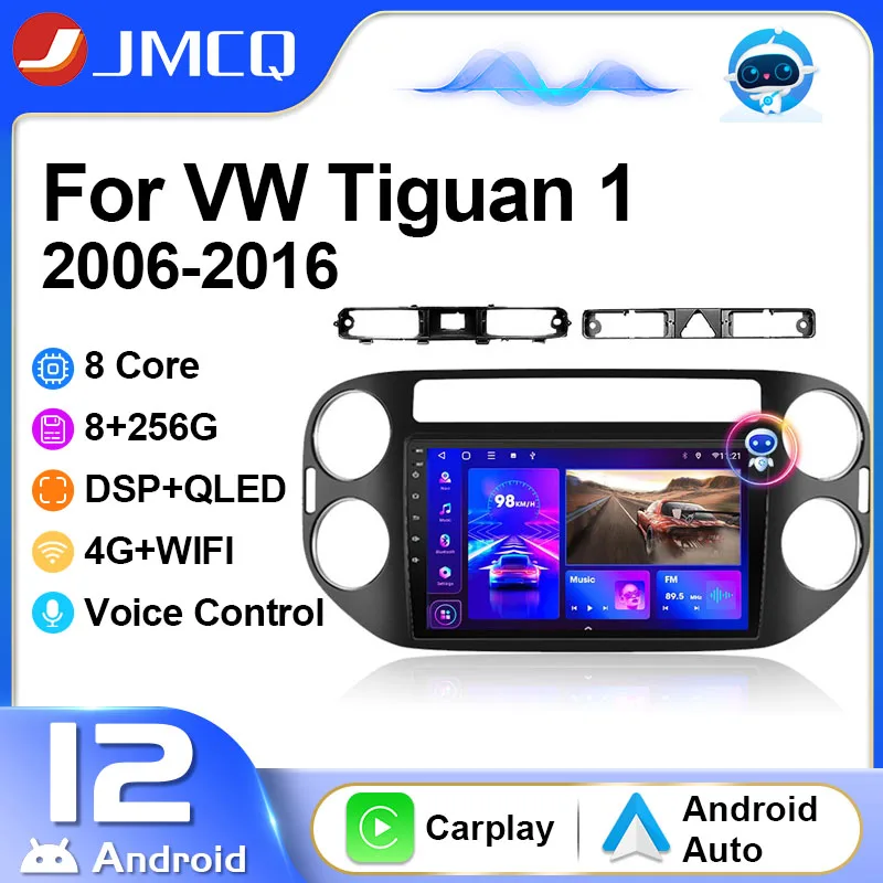 

JMCQ 2Din Car Radio Multimedia Video Player For VW Volkswagen Tiguan 2006-2016 Navigation GPS Head Unit Carplay 4G Android 12