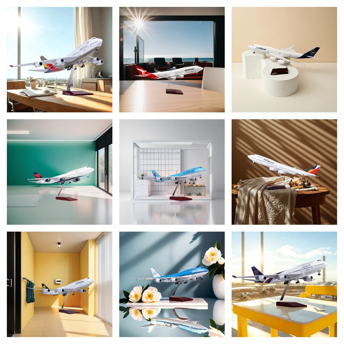 

Diecast Resin 47CM Scale Airplane Model 747 B747 Aircraft Simulation Resin Finished Airlines Christmas Souvenir Collection Decor