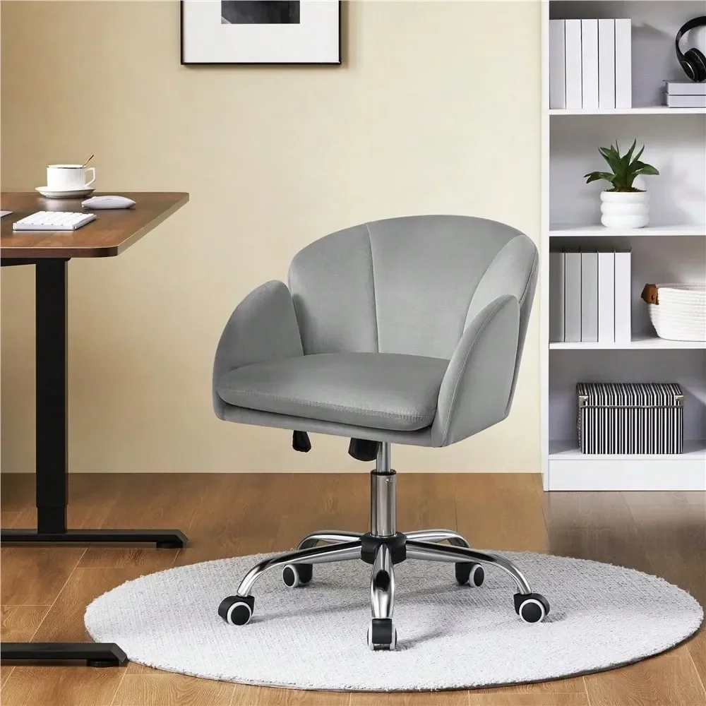 

1PC Modern Velvet holstered Desk Office Vanity Chair Armrests 360 Swivel Rolling Height Adjustable Tilt DualLayer Cushion For