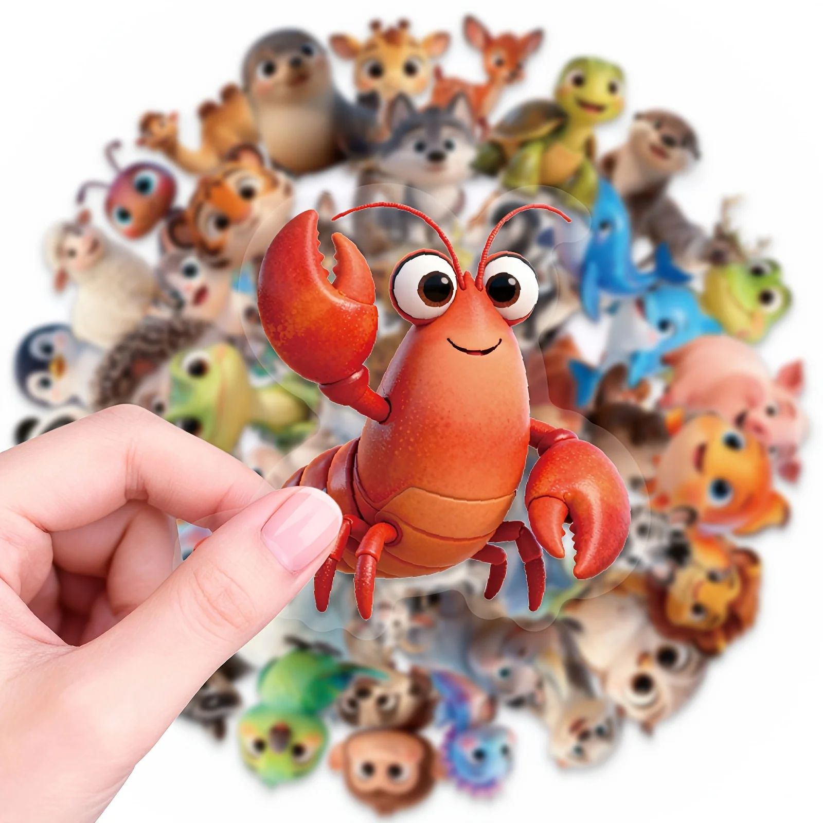 56Pcs Cute Animal Stickers Set Waterproof PET Transparent Decals for Water Bottle Laptop DIY Scrapbooking Journal Stationery