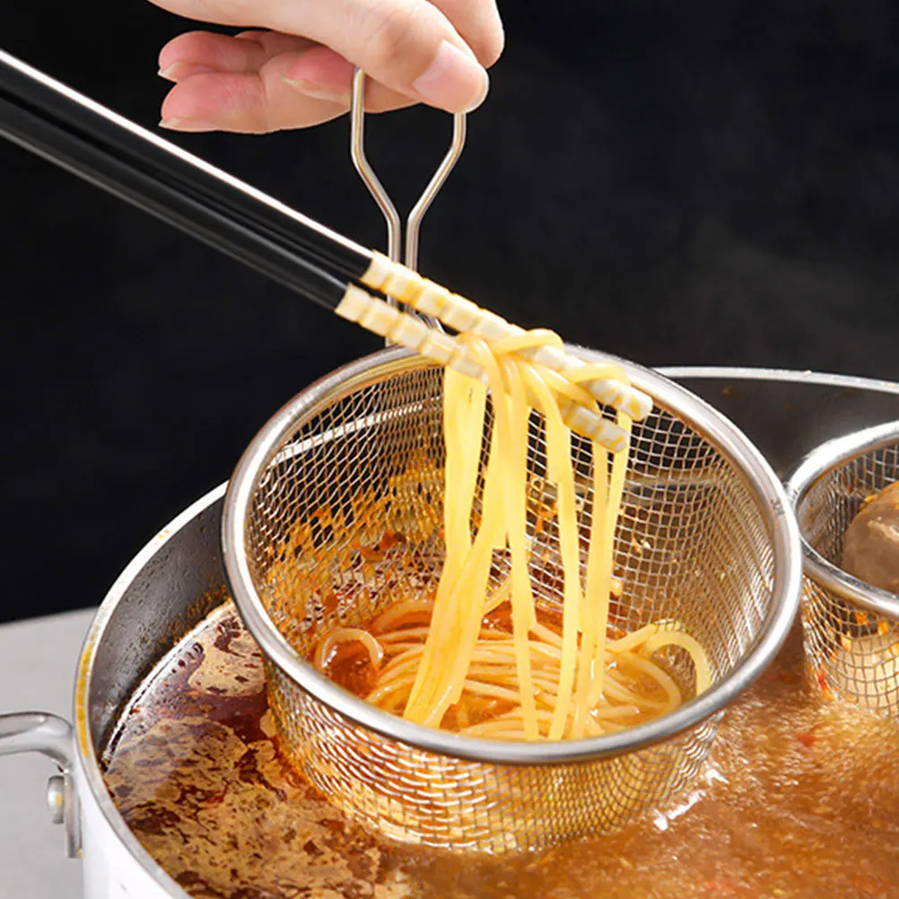 

Stainless Steel Fine Mesh Skimmer Spoon Short Handle for Hot Pot Ramen Noodle Strainer Basket Kitchen Skimmer Spoon