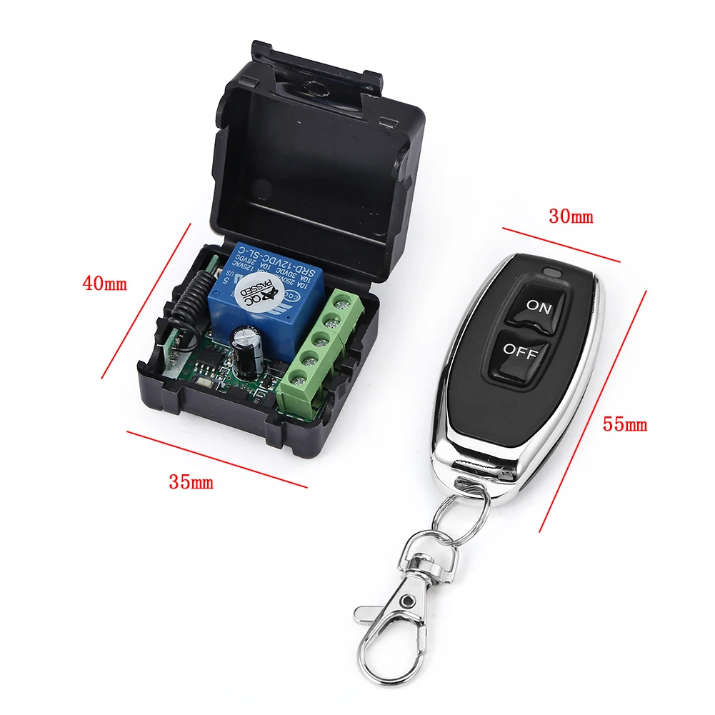 DC12V 433MHz RF Remote Control Switch Relay Receiver Transmitter For Universal Garage Door LED Light Motor Electromagnetic Lock