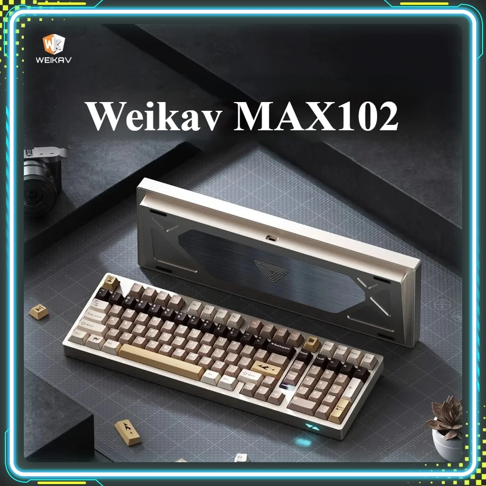 Weikav MAX102 Gaming Keyboards Aluminium Alloy Hot Swap Custom Wireless Tri-Mode Mechanical Keyboards PC E-Sport Accessory Gifts
