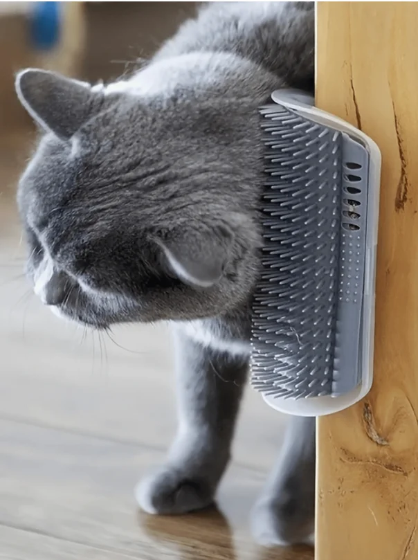 Wall‑Mounted Cat Self‑Grooming Comb, Corner Cat Massage Brush with Catnip Storage Box, Home Use Cat Grooming Tool for Corner